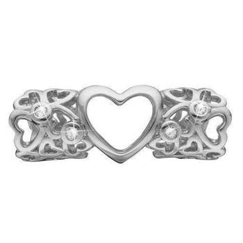 Christina Collect 925 sølv For alltid og alltid bred sjarm av mange små hjerter med hvit topas og med et stort hjerte i midten, modell 630-S78